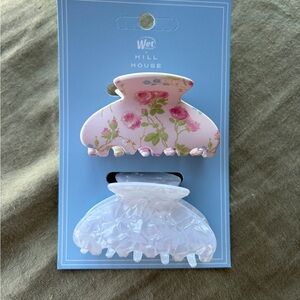 Hill House Pink Floral and Pearlescent White Hair Claw Clips